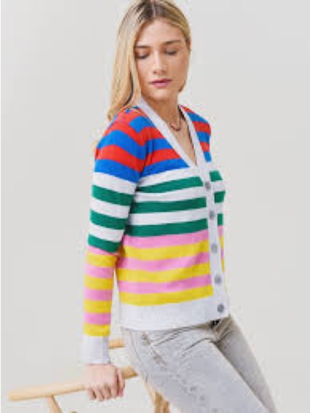 Jumper 1234 Cashmere Rainbow Stripe Cardigan | Size Medium Quiet Luxury